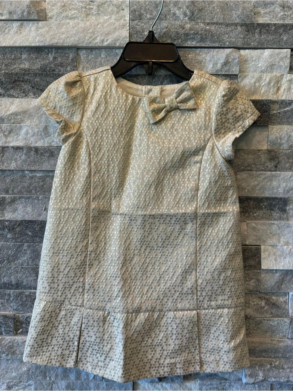 Gymboree Baby Girls Gold Jacquard Party Dress 12-18 Months Bow Holiday Formal